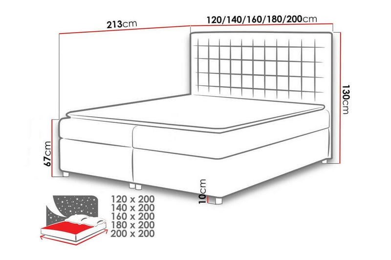 Boisdale Sengeramme 120x200 cm - Lyserød - Møbler - Senge - Sengeramme & sengestel