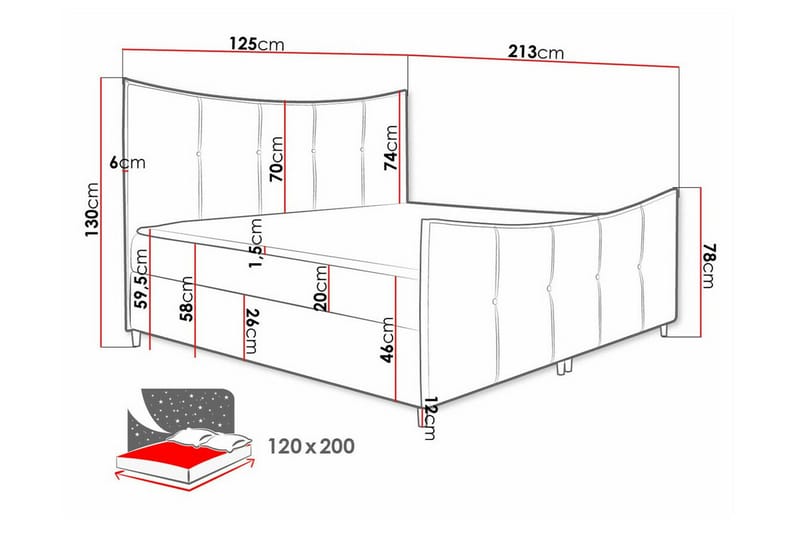 Boisdale Sengeramme 120x200 cm - Mørkegul - Møbler - Senge - Sengeramme & sengestel