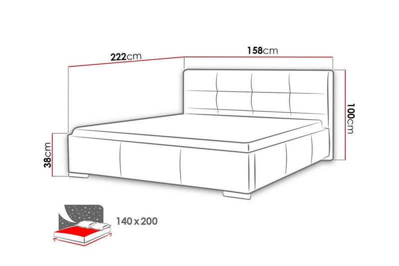 Boisdale Sengeramme 140x200 cm - Beige - Møbler - Senge - Sengeramme & sengestel