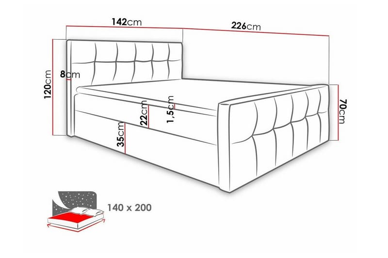 Boisdale Sengeramme 140x200 cm - Beige - Møbler - Senge - Sengeramme & sengestel