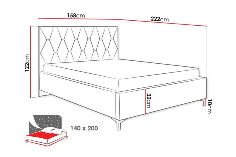 Boisdale Sengeramme 140x200 cm - Beige - Møbler - Senge - Sengeramme & sengestel