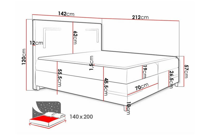 Boisdale Sengeramme 140x200 cm - Gul - Møbler - Senge - Sengeramme & sengestel