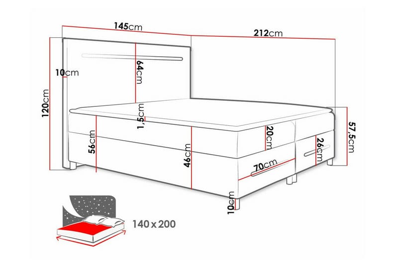 Boisdale Sengeramme 140x200 cm - Hvid - Møbler - Senge - Sengeramme & sengestel