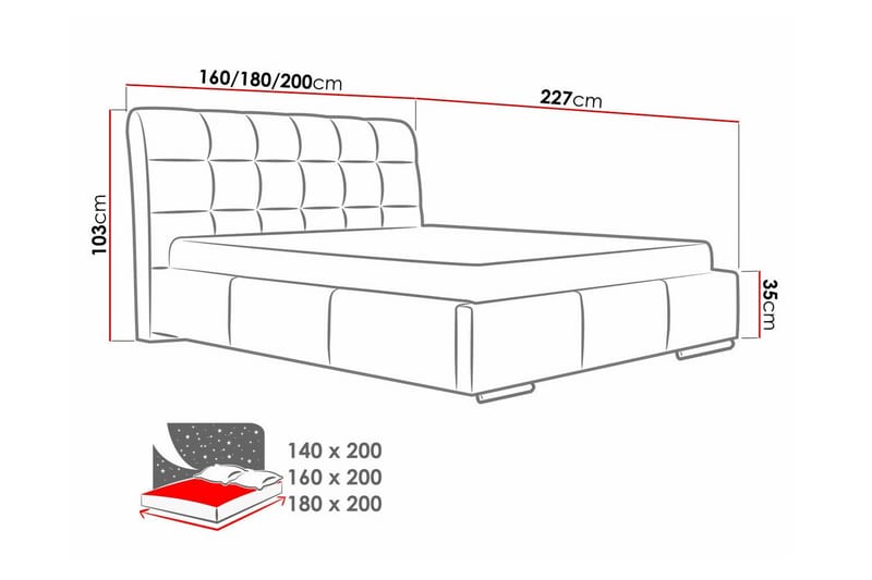 Boisdale Sengeramme 140x200 cm - Sort - Møbler - Senge - Sengeramme & sengestel