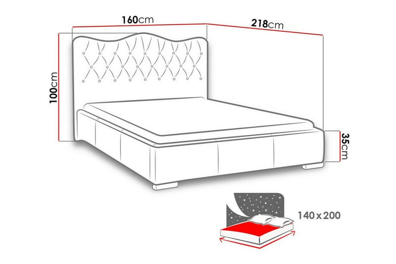 Boisdale Sengeramme 140x200 cm - Sort - Møbler - Senge - Sengeramme & sengestel