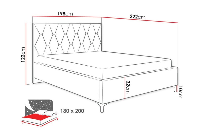 Boisdale Sengeramme 180x200 cm - Beige - Møbler - Senge - Sengeramme & sengestel