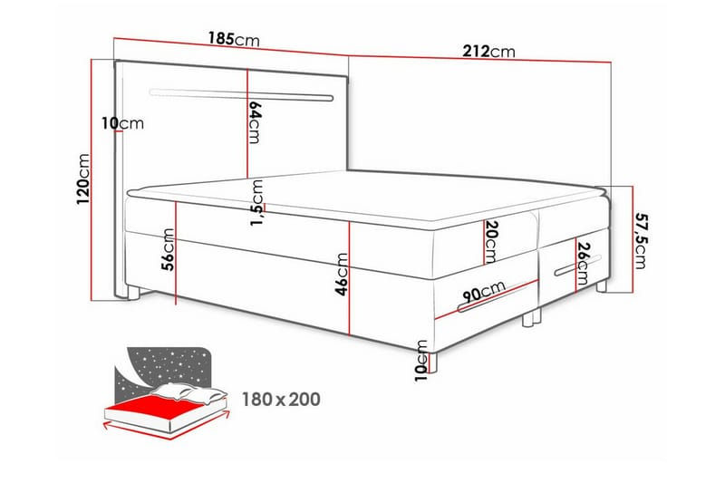 Boisdale Sengeramme 180x200 cm - Brun - Møbler - Senge - Sengeramme & sengestel