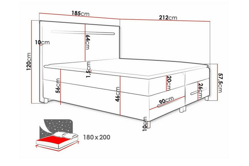 Boisdale Sengeramme 180x200 cm - Mørkebrun - Møbler - Senge - Sengeramme & sengestel