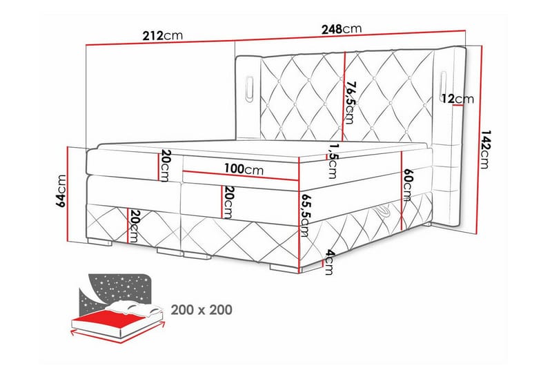 Boisdale Sengeramme 200x200 cm - Brun - Møbler - Senge - Sengeramme & sengestel