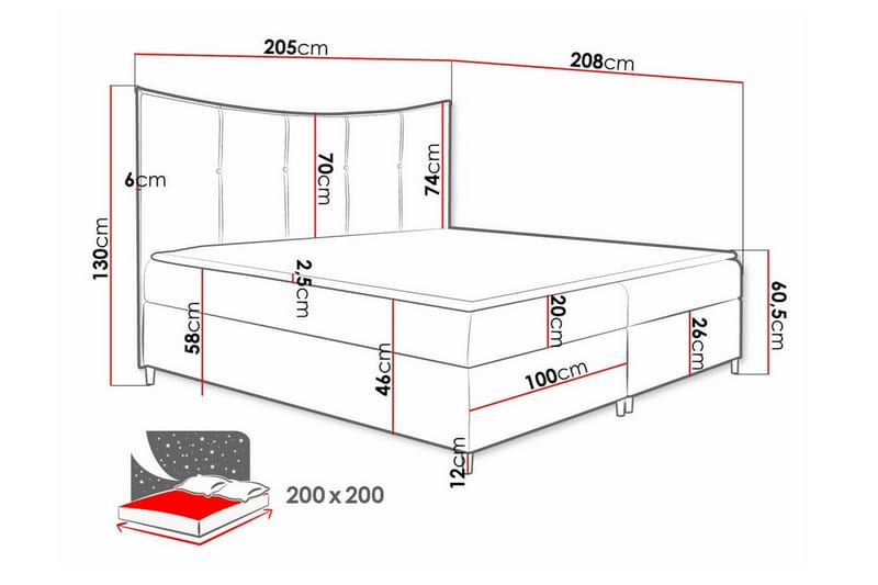 Boisdale Sengeramme 200x200 cm - Gul - Møbler - Senge - Sengeramme & sengestel