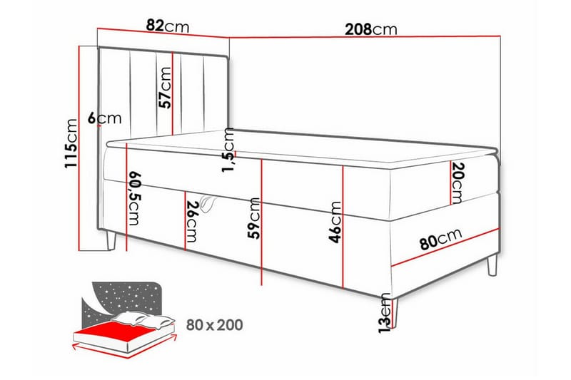 Boisdale Sengeramme 80x200 cm - Blå/Hvid - Møbler - Senge - Sengeramme & sengestel