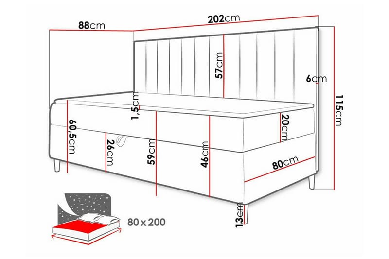 Boisdale Sengeramme 80x200 cm - Blå/Hvid - Møbler - Senge - Sengeramme & sengestel