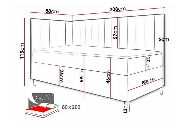 Boisdale Sengeramme 80x200 cm - Blå/Hvid - Møbler - Senge - Sengeramme & sengestel