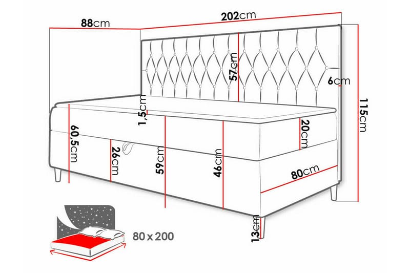 Boisdale Sengeramme 80x200 cm - Blå/Hvid - Møbler - Senge - Sengeramme & sengestel