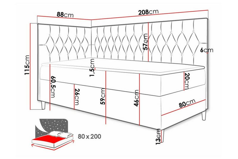 Boisdale Sengeramme 80x200 cm - Blå/Hvid - Møbler - Senge - Sengeramme & sengestel