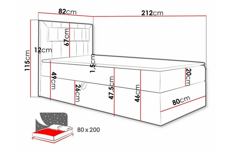 Boisdale Sengeramme 80x200 cm - Blå/Hvid - Møbler - Senge - Sengeramme & sengestel