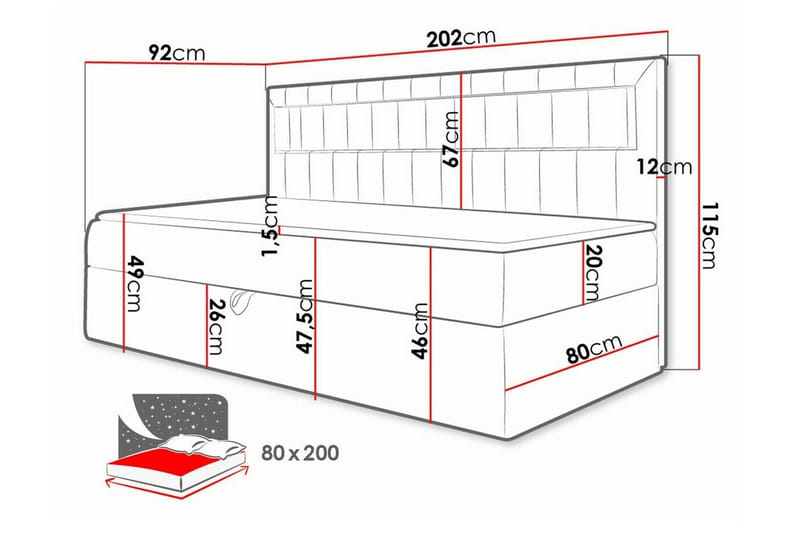 Boisdale Sengeramme 80x200 cm - Blå/Hvid - Møbler - Senge - Sengeramme & sengestel