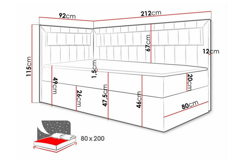 Boisdale Sengeramme 80x200 cm - Blå/Hvid - Møbler - Senge - Sengeramme & sengestel