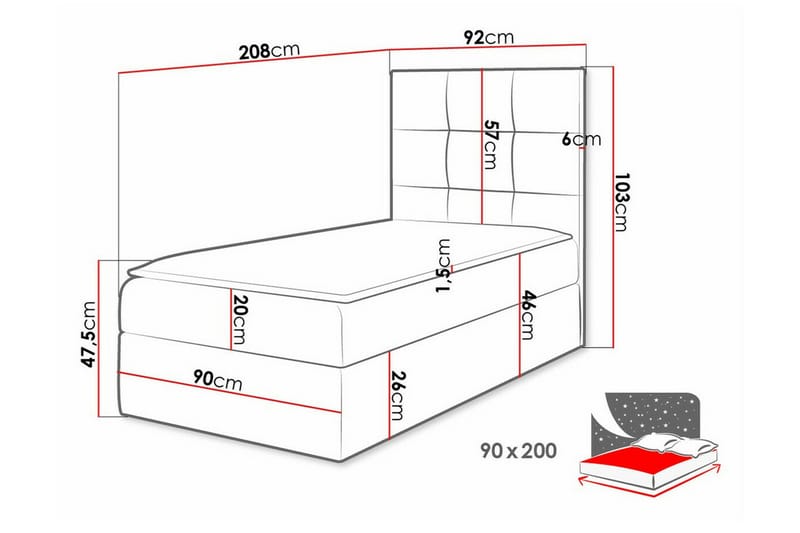 Boisdale Sengeramme 90x200 cm - Beige - Møbler - Senge - Sengeramme & sengestel