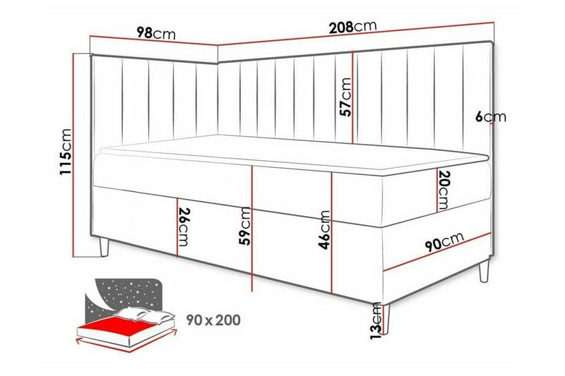 Boisdale Sengeramme 90x200 cm - Beige/Hvid - Møbler - Senge - Sengeramme & sengestel