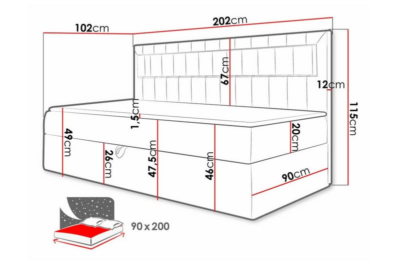 Boisdale Sengeramme 90x200 cm - Blå/Hvid - Møbler - Senge - Sengeramme & sengestel