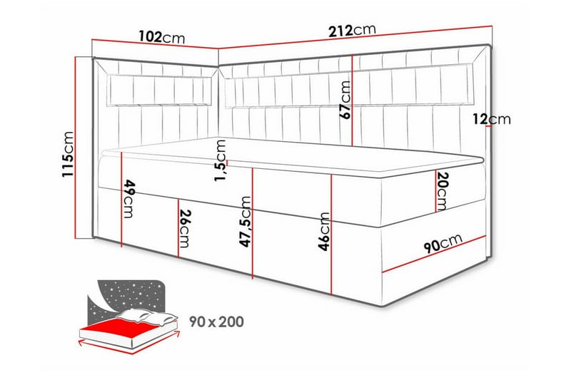 Boisdale Sengeramme 90x200 cm - Blå/Hvid - Møbler - Senge - Sengeramme & sengestel