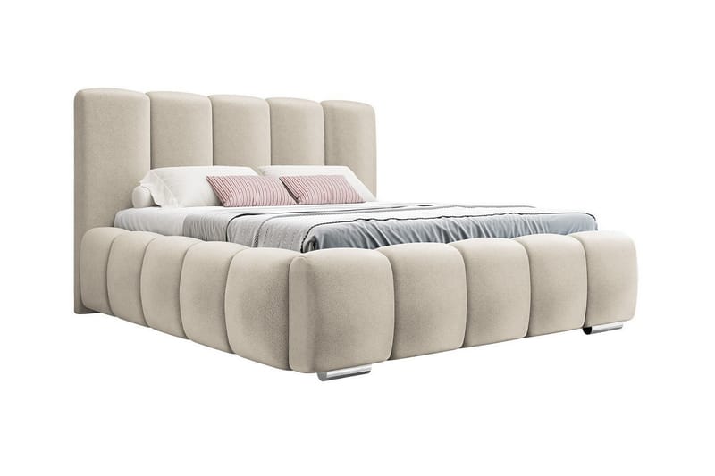 Cleaton Boblet Sengeramme 160x200 cm med Opbevaring - Beige/Lys beige - Møbler - Senge - Sengeramme & sengestel