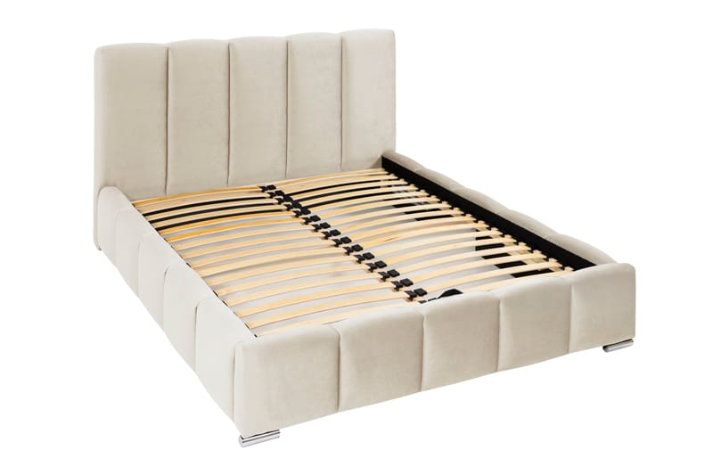 Cleaton Boblet Sengeramme 160x200 cm med Opbevaring - Beige/Lys beige - Møbler - Senge - Sengeramme & sengestel