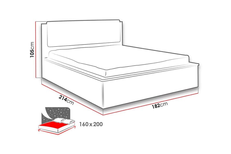 Denver Seng 182x214 cm LED-belysning - Eg - Møbler - Senge - Sengeramme & sengestel