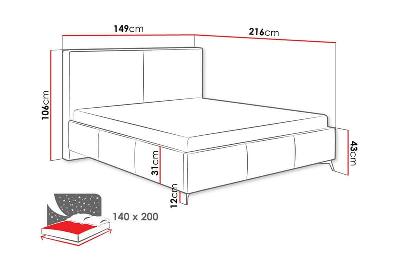 Derry Sengeramme 140x200 cm - Cream - Møbler - Senge - Sengeramme & sengestel