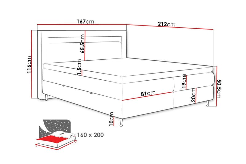 Derry Sengeramme 160x200 cm - Sort - Møbler - Senge - Sengeramme & sengestel