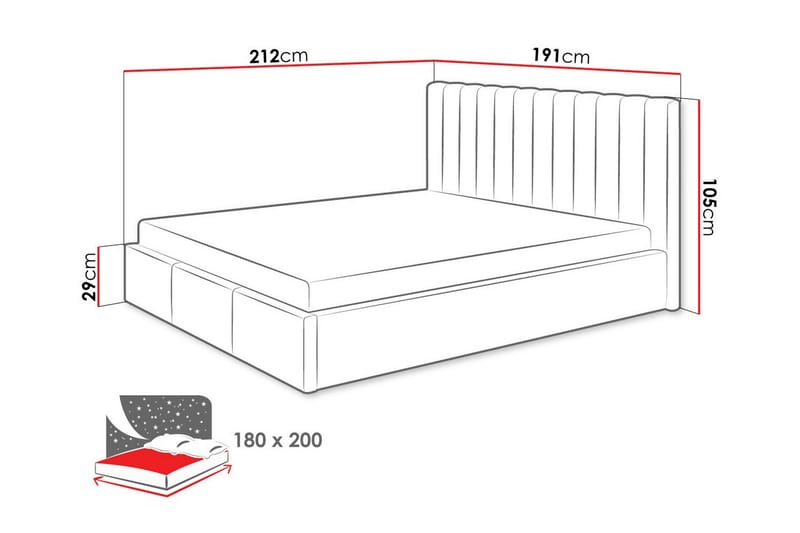 Derry Sengeramme med Opbevaring 180x200 cm - Cream - Møbler - Senge - Sengeramme & sengestel