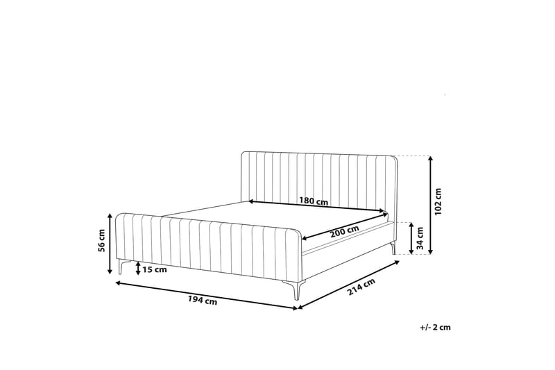 Dobbeltseng 180 x 200 cm Velour lyserød LUNAN Lyserød  Lyser - Lyserød - Møbler - Senge - Sengeramme & sengestel