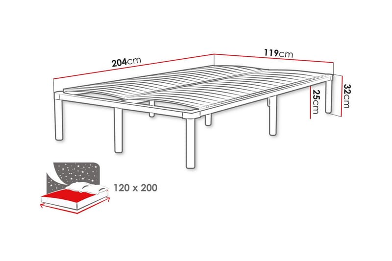 Dunvegan Sengeramme 120x200 cm - Sort - Møbler - Senge - Sengeramme & sengestel
