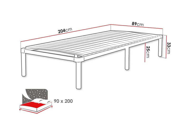 Dunvegan Sengeramme 90x200 cm - Sort - Møbler - Senge - Sengeramme & sengestel