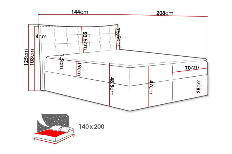 Hayton Sengramme 140x200 cm - Gul - Møbler - Senge - Sengeramme & sengestel