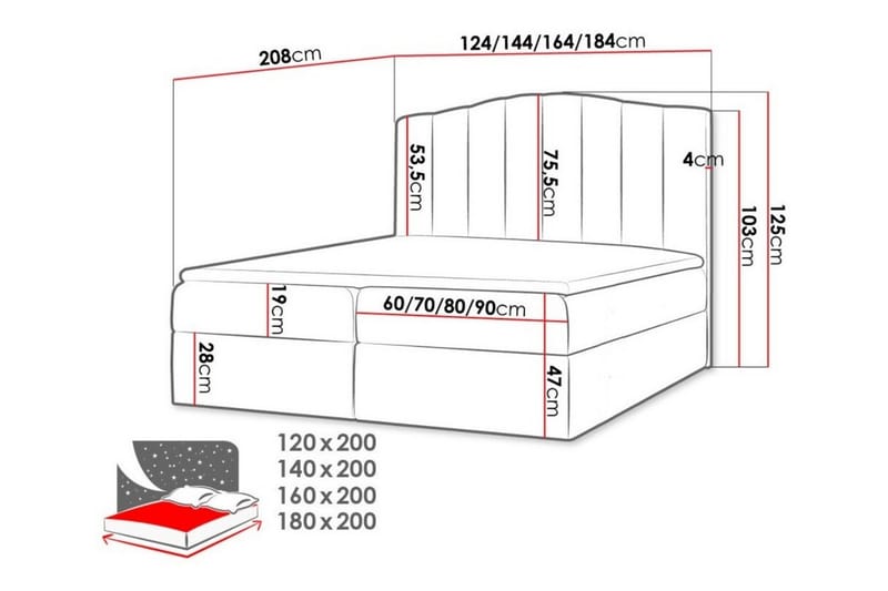 Herstello Sengramme 120x200 cm - Sort - Møbler - Senge - Sengeramme & sengestel