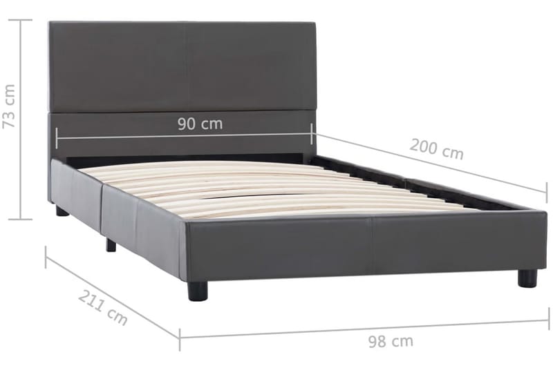 Hydraulisk Opbevaringsseng 120 X 200 Cm Kunstlæder Grå - Grå - Møbler - Senge - Sengeramme & sengestel