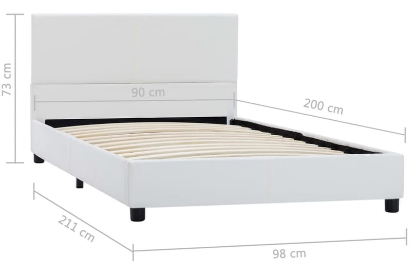 Hydraulisk Opbevaringsseng 120 X 200 Cm Kunstlæder Hvid - Hvid - Møbler - Senge - Sengeramme & sengestel