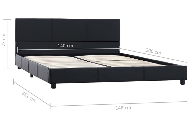 Hydraulisk Opbevaringsseng 180 X 200 Cm Kunstlæder Sort - Sort - Møbler - Senge - Sengeramme & sengestel