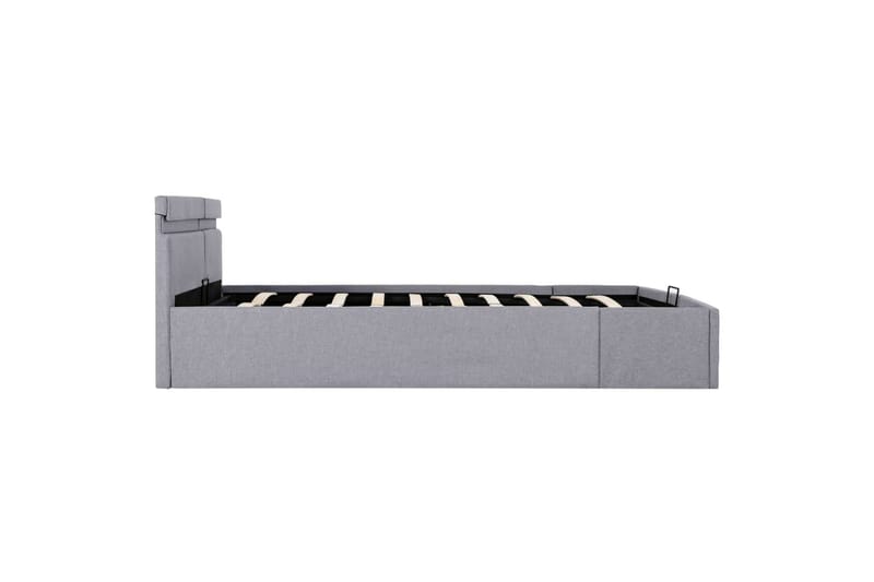 Hydraulisk Opbevaringsseng Med Led 160x200 cm Stof Lysegrå - Møbler - Senge - Sengeramme & sengestel