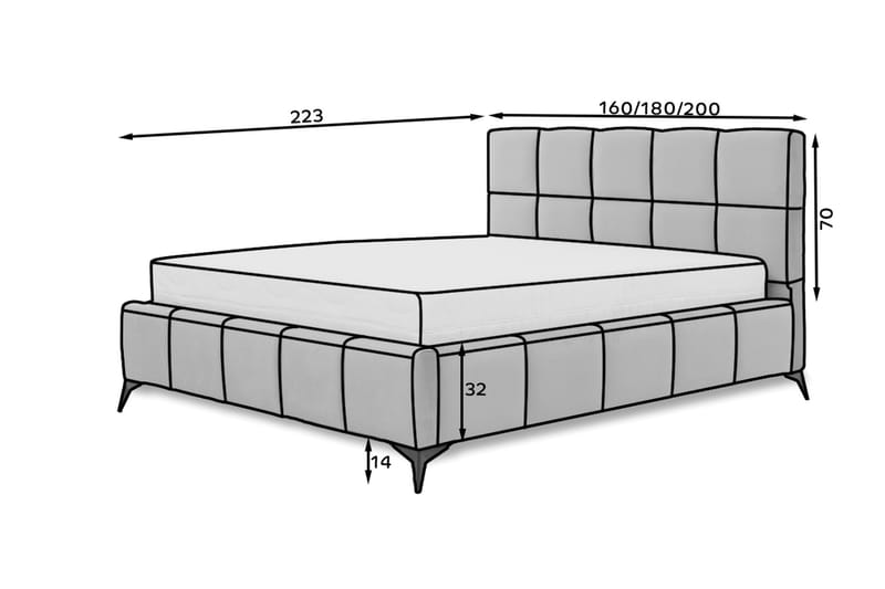 Kamble Sengeramme med Opbevaring 160x200 cm - Lys lyserød - Møbler - Senge - Sengeramme & sengestel