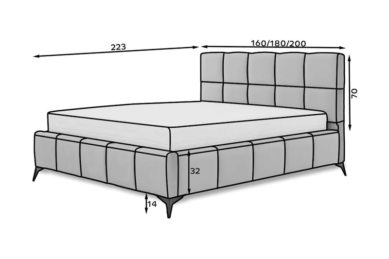 Kamble Sengeramme med Opbevaring 160x200 cm - Turkis - Møbler - Senge - Sengeramme & sengestel