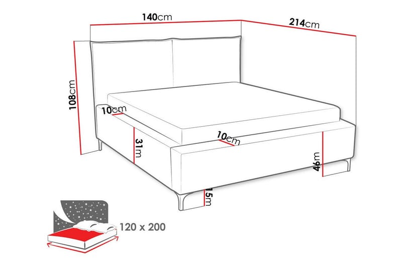 Knocklong Sengeramme 120x200 cm - Beige - Møbler - Senge - Sengeramme & sengestel