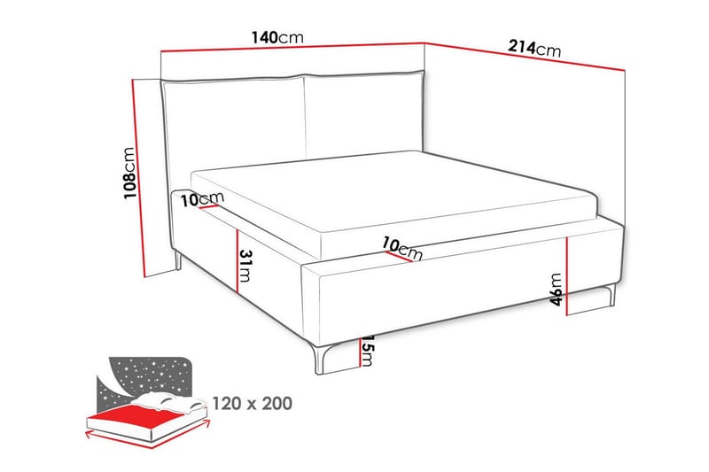 Knocklong Sengeramme 120x200 cm - Beige - Møbler - Senge - Sengeramme & sengestel