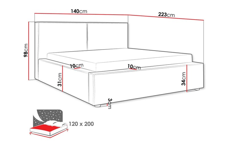 Knocklong Sengeramme 120x200 cm - Sort - Møbler - Senge - Sengeramme & sengestel