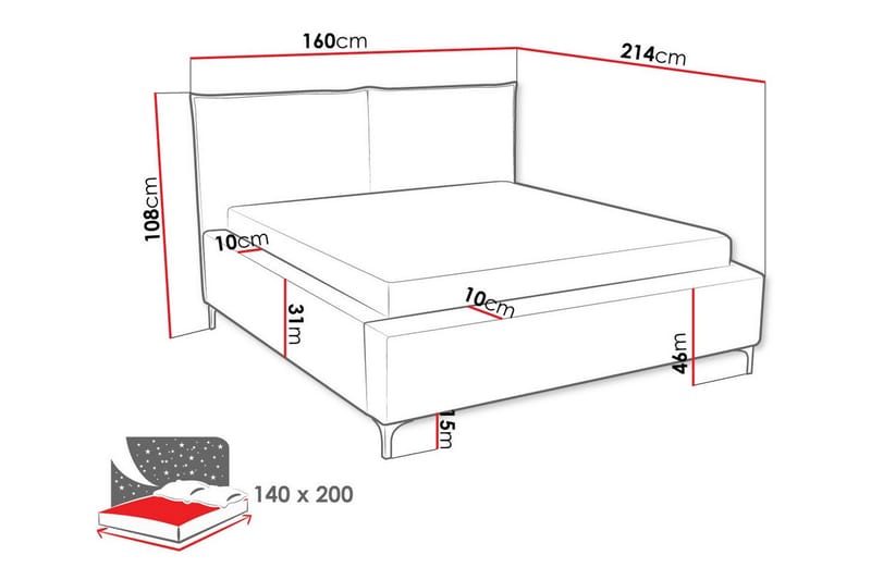 Knocklong Sengeramme 140x200 cm - Beige - Møbler - Senge - Sengeramme & sengestel