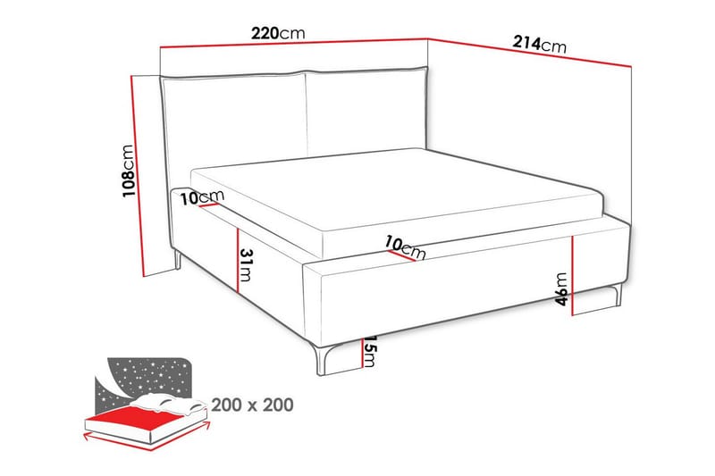 Knocklong Sengeramme 200x200 cm - Beige - Møbler - Senge - Sengeramme & sengestel