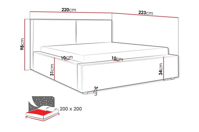 Knocklong Sengeramme 200x200 cm - Beige - Møbler - Senge - Sengeramme & sengestel