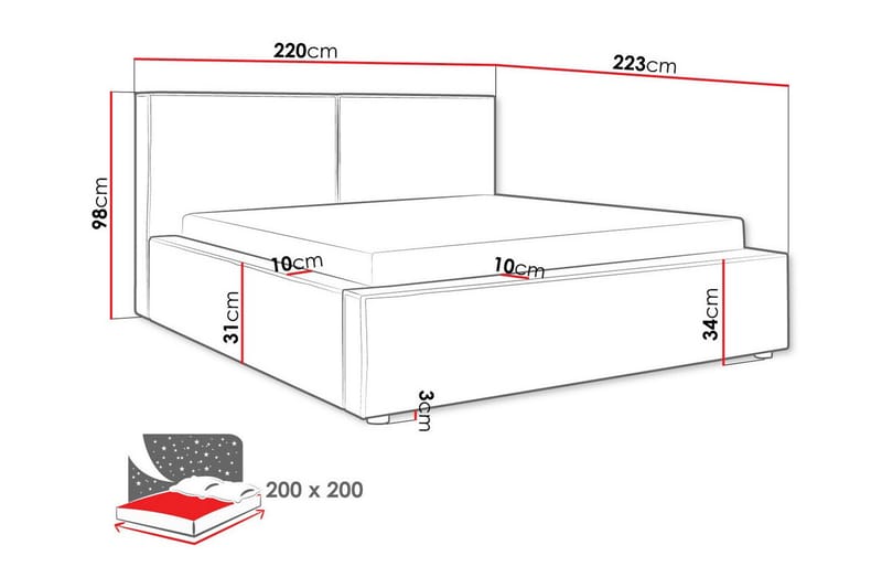 Knocklong Sengeramme 200x200 cm - Lysegrå - Møbler - Senge - Sengeramme & sengestel